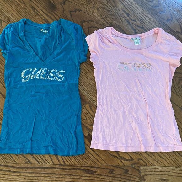 Lot Guess Jeans Bling Stones T-Shirt Lot Of Two Items 2 Medium - Picture 1 of 7